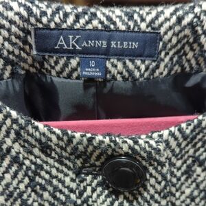 Anne Klein Black and Cream Herringbone Jacket
